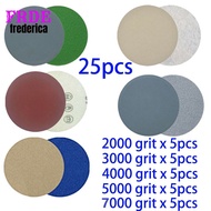 【FRDE】25pcs Hook And Loop 3 Inch 2000 3000 4000 5000 7000Grit Sandpaper Sanding Discs