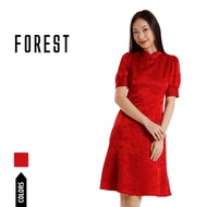 Forest Dress Perempuan | Forest Ladies Jacquard Puff Sleeve Cheongsam Dress - 885088