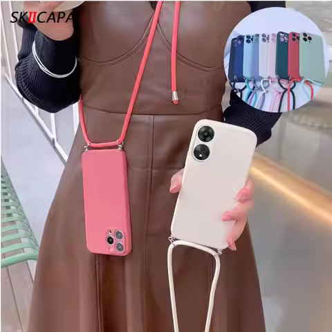 A98 5G Crossbody Lanyard Soft Silicone Case For Oppo A98 A1 PRO A97 A57 A96 A76 Necklace Strap Cord 
