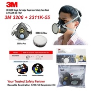 3M Half Face Respirator 3200 + 3311K-55 Organic Vapor Cartridge