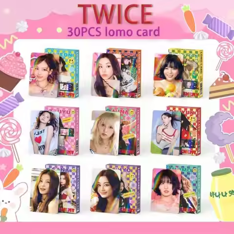K Pop Twice 30Pcs Holographic Flash Cards Single Card Nayeon Momo Single Photo Card Laser Photo Card