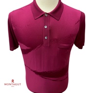 Montagut Men's Short-Sleeve Polo T-Shirt in Fil Lumiere With Pattern 100% Polyamide Made in Portugal