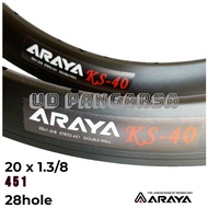 Rims Araya KS40 20 451 28H 28 Hole Black CNC Rimsbrake Brakeline