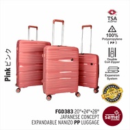 SAMEL 3 IN 1 SET FGD 383 JAPANESES CONCEPT EXPANDABLE ANTI THEFT ZIPPER PP LUGGAGE 20" 24" 28"