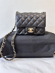 Chanel Mini Classic Flap Bag Black 17cm 金扣