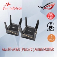 Asus RT-AX92U 2 Pack Ai Mesh Wi-Fi 6 WIFI System AX6100 Tri-Band, Ai Protection Pro, Flexible-Brand 