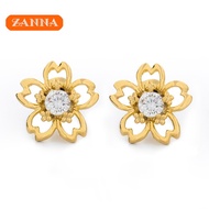 18k saudi gold earrings pawnable legit  gold-cutout florets earrings for  women cute and set with diamonds