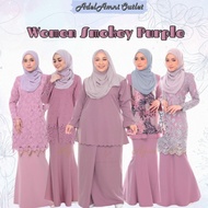 Tema Smokey Purple Baju Kurung Dewasa Plus size Plain Lace Moden Muslimah Terkini Tunang Bridesmaid Kenduri Raya 2023 (Size 32-60)