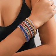 Bracelet Women's Diamond-Stretchy Stainless Steel Bracelet Colorful Zircon Rhinestone Claw Chain Col