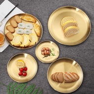 Aesthetic Stainless Steel Dinner Plate 304 Thick Korea Gold Silver Stainless Steel Plate