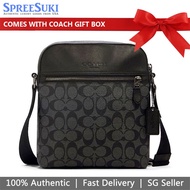 Coach Handbag In Gift Box Houston Flight Bag In Signature Canvas Charcoal Black # 4010