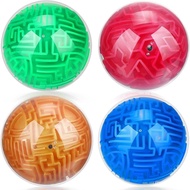 Sumind 4 Pcs 3D Puzzle Maze Ball Magic Brain Teasers Games Memory Sequential Maze Cube Ball Sphere E