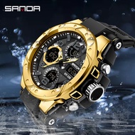 SANDA Digital Watch Men Military Army Sport Chronograph Quartz Wristwatch Original 50m Waterproof Male Electronic Clock New 6008