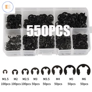 EZ 550pcs E Clip Snap Circlip Washer 65Mn Black Steel Shaft External Retaining Ring Washer for Shaft