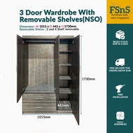 SG Ready Stock 3 Door Wardrobe with Removable Shelves (NSO)