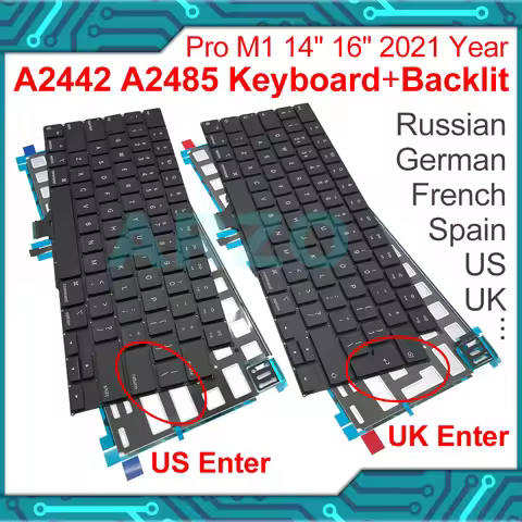 A2442 A2485 US UK Keyboard Backlit For Macbook Pro Retina14" A2442 16" A2485 Keyboard with Backlight