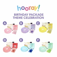 Hooray Birthday Package Decoration - Blue/Yellow/Pink/Purple/Coral Tiffany (1 Set) CP508/CP513