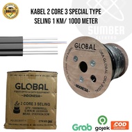 GLOBAL KABEL FIBER OPTIC 2 CORE 3 SELING 1 KM | FO DROPCORE CABLE FIBER OPTIC 2 CORE 3 SELING 1000 M