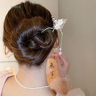 WMES1 Butterfly Hair Stick, Tassels Pearl Hanfu Hair Chopsticks, Vintage Flower Hair Accessories Hanfu Ornament Chinese Style Hairpin Summer