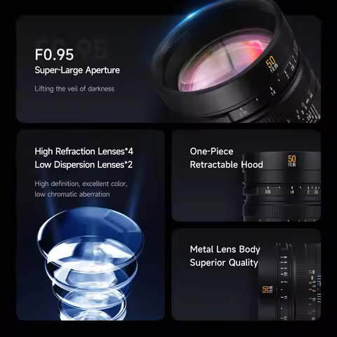 Brightin Star 50mm F0.95 APS-C Mirrorless Camera Lens Portrait for Sony E ZVE10 Fujifilm XF Canon EO