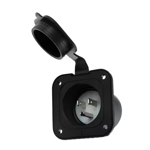 Plug Inlet Male 15Amp Flanged Inlet 125V,US Plug 5-15 RV Shore Power Inlet Plug Waterproof Back Cove