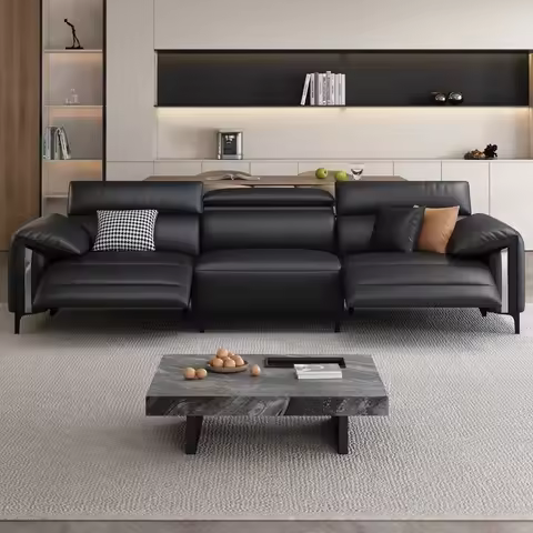 Genuine Leather Modern Sofas Italian Designer Aesthetic House Floor Electric Sofa 3 Seater Recliner