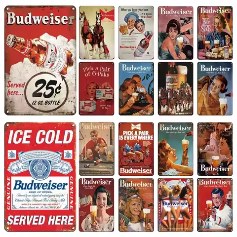 Tin Sign Original Budweiser BEER Metal Signs Funny Metal Posters Retro Wall Plaque Retro Vintage Pla
