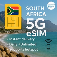 South Africa eSIM 2GB Daily Unlimited 5G High Speed Data Supports Hotspot 3-20 Days