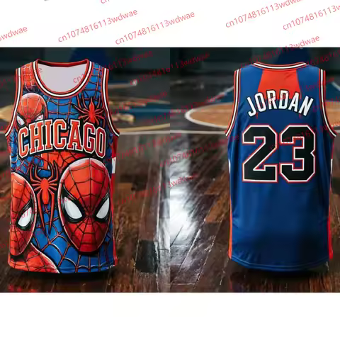 Chicago Classic basketball Jersey Quick-Drying Marvel Michael Jordan 23 Jersey Spider-Man basketball