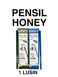 ( DAPAT 1 PAK 12 PCS ) PENSIL 2B HONEY BIRU HIJAU / Pensil Kayu 2B Honey Murah