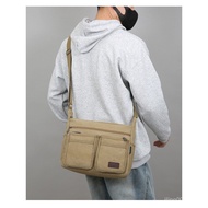 Large-capacity canvas bag for men, shoulder and crossbody bag, wear-resistant construction site tool