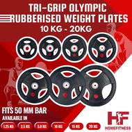 Tri-grip Olympic Rubberised Weight Plates (10KG-20KG)