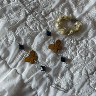 2hand Butterfly Bead Necklace Long Fairy