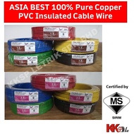 (SIRIM cable) ASIA BEST 1.5mm / 2.5mm Single Layer Pure Copper Cable - 100% Pure Copper PVC Insulated Cable Wire