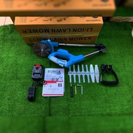 EUROX เครื่องตัดหญ้าไร้สาย รุ่น LI-ION LAWN MOWER 21V (แบต+แท่นชาร์จ+ใบมีดเหล็ก+ใบพลาสติก+วงเดือน ) 