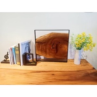 Square Wood Slab Clock