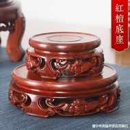 ST/💚Stone Decoration round Craft Stand Rare Stone Bonsai Teapot Flower Pot Vase Incense Burner Buddha Statue Rosewood Ba
