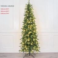 HIJAU Slimline PE Christmas Tree Classic Green Wonderland PESnow Warm White Lights 150cm 180cm 210cm