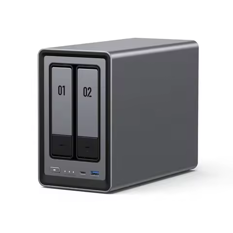 High quality-NASync DXP2800 2-Bay Desktop NAS,N100 Quad-core CPU, 8GB DDR5 RAM,Network Attached Stor