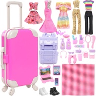 35 PCS Doll Travel Accessories Playset Includes Travel Luggage Suitcase 5 Clothes 1 Backpack 2 Pairs