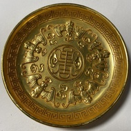 Antique Copper Ornaments Daqing Copper Gilt Five Fortunes Plate Plate Daqing Qianlong Yuci Set Plate