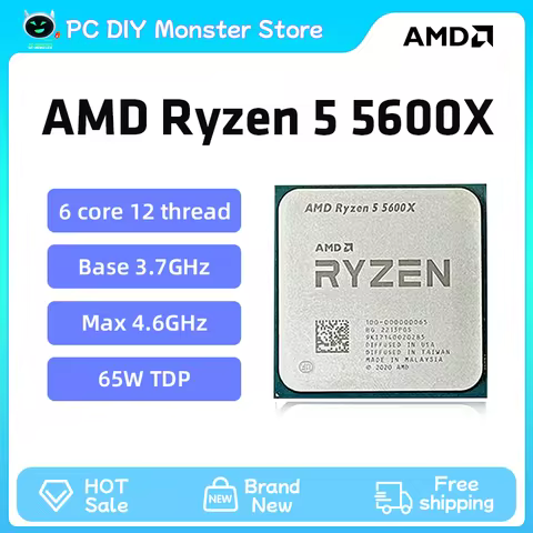 AMD Ryzen 5 5600X R5 5600X 3.7 GHz Six-Core Twelve-Thread 65W CPU Processor L3=32M 100-000000065 Soc