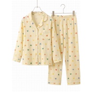 Set piyama lengan panjang wanita, reka bentuk rumah minimalis, set piyama