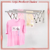 3 Bar 1.2M / 1.5M / 1.8M Retractable Cloth Hanger Stainless Steel Ampaian Baju Wall Mounted Clothes 
