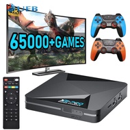 เครื่องเล่นวิดีโอเกมย้อนยุคกล่องทีวี65000 + เอาต์พุต4K UHD สำหรับ Android 9.0/คอรี/Emulec 4.6 2.4G/5