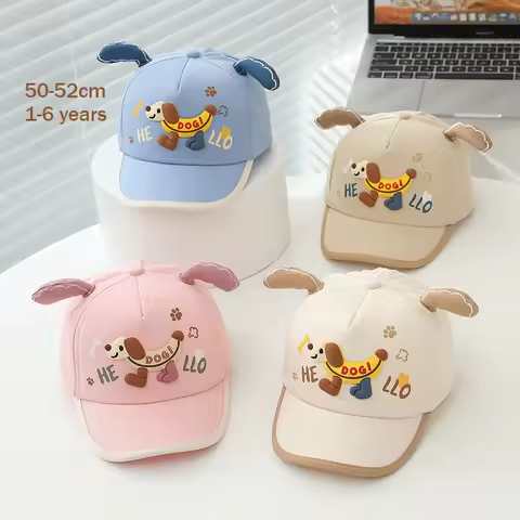 2026 Spring New Kids Baseball Cap 50-52cm 1-6 Years Cartoon Banana Dog Print Girls Sun Hats Visor Ad
