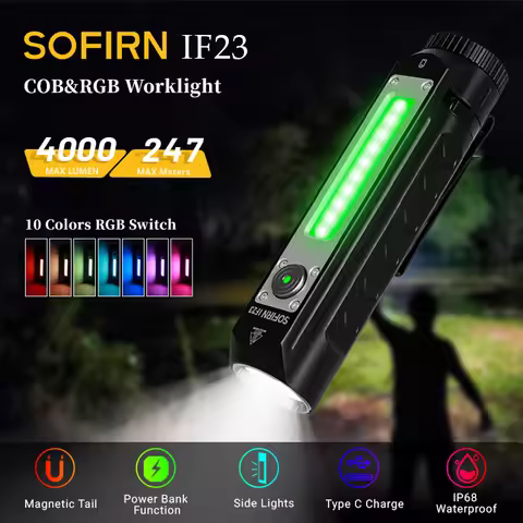 Sofirn IF23 Flashlights 4000lm Spotlight Floodlight Color 3 Types Bright Side Lamp Magnetic Tail Typ