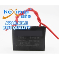 (1pcs) CBB61 500V 5UF 6UF Fan Start Capacitor