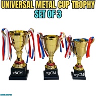 Universal Metal Cup Trophy SET OF 3 HEIGHT 28CM/25CM/23CM(CUSTOMIZE AVAILABLE)(T153)