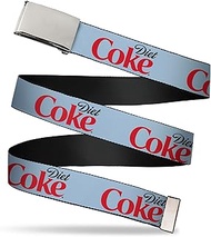 Adjustable Belt, Clamp Buckle, Cut-to-Fit, Diet Coke Logo Light Gray Black Red